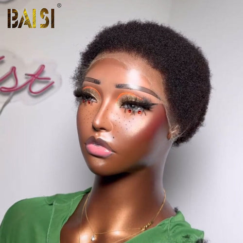 Pixie Cut Wig Pixie Cut Wig BAISI Sexy Super Short Black Afro Lace Wig