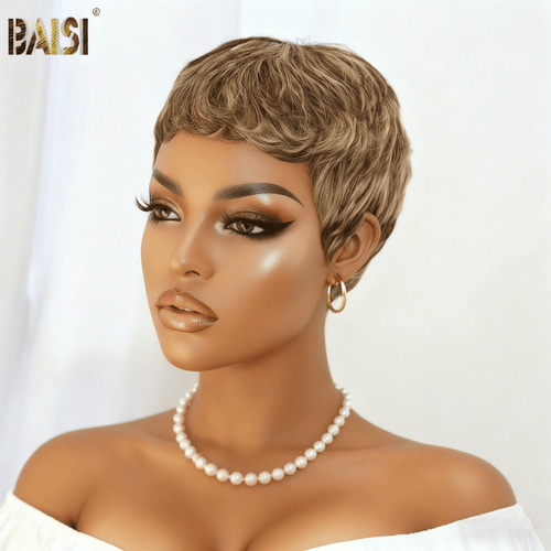 Pixie cut wig Pixie Cut Wig BAISI Short #4Mix27 Pixie Machine Made Wig