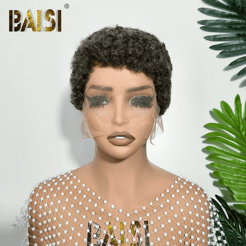 Pixie Cut Wig Pixie Cut Wig BAISI Super Short Salt And Pepper Afro Lace Wig