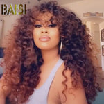 BAISI Sexy Long Bouncy Curl Color Machine Made WIg With Bang