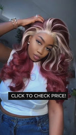 BAISI Wine With Blonde Color Lace Wig