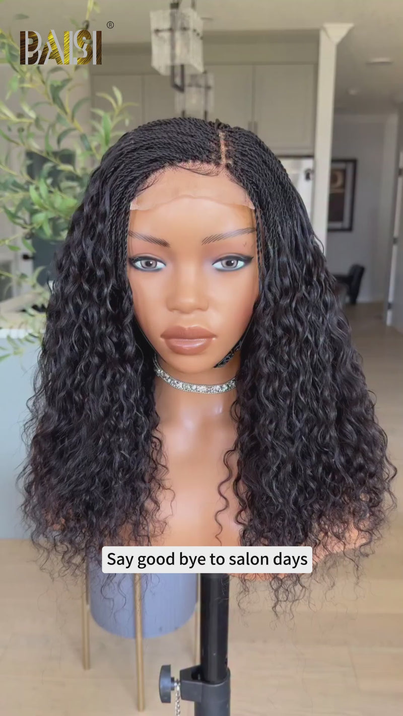 Baisi-Lacebraidedcurlywig-blackcolorhair-100_humanhair-for black women-curly hair-braided wig