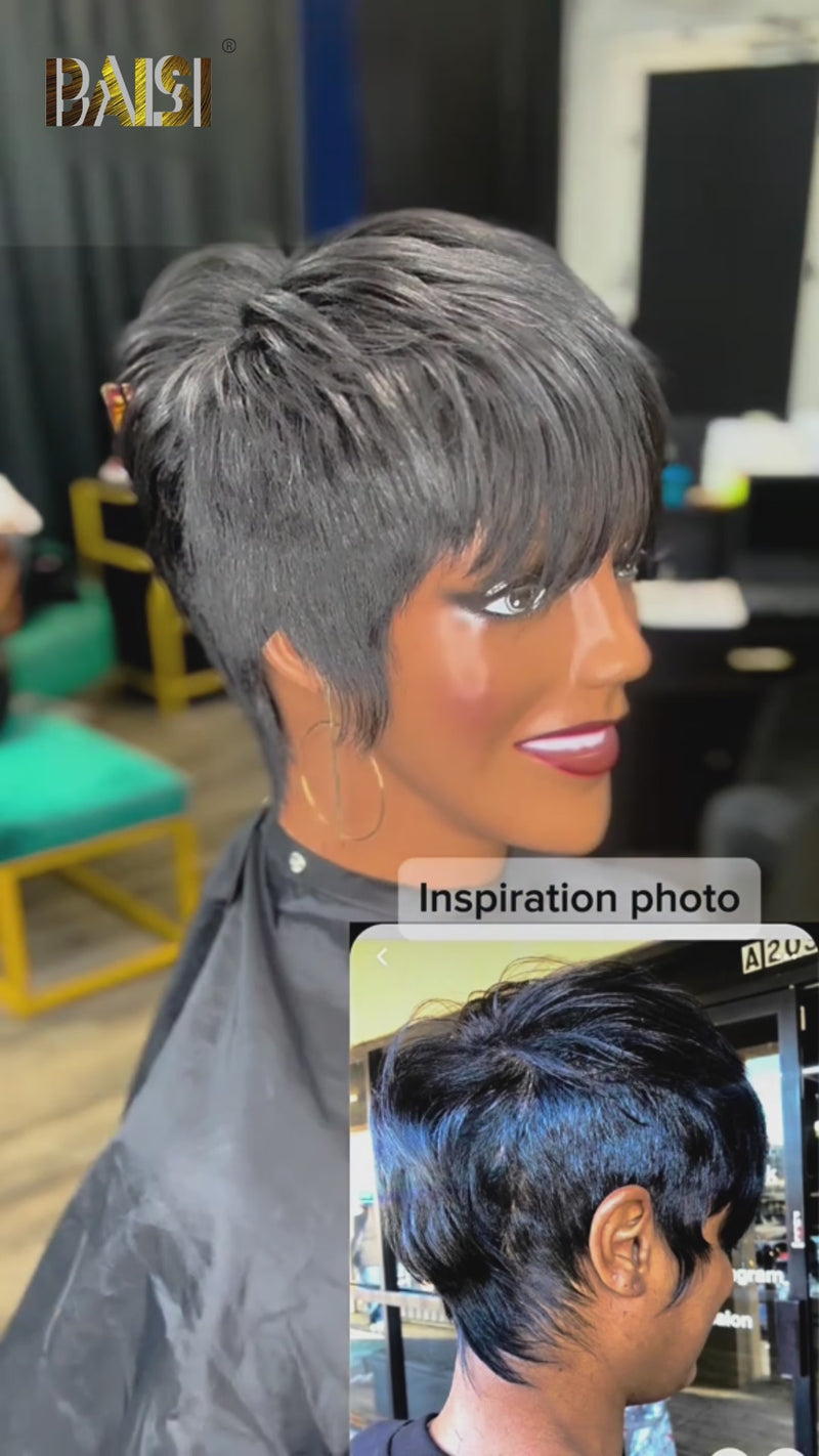 Baisi-Machinemadepixieshortcut-Blackcolor-100_humanhair-for black women-short hair-glueless hair-pixie cut wig