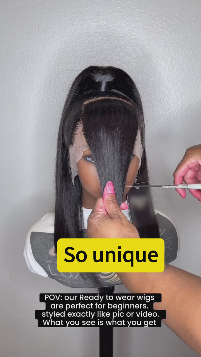 Baisi-13X4_Band_short_bob_wig-Black_color-100_human_hair-for black women-glueless hair-band wig-fringe wig-short wig
