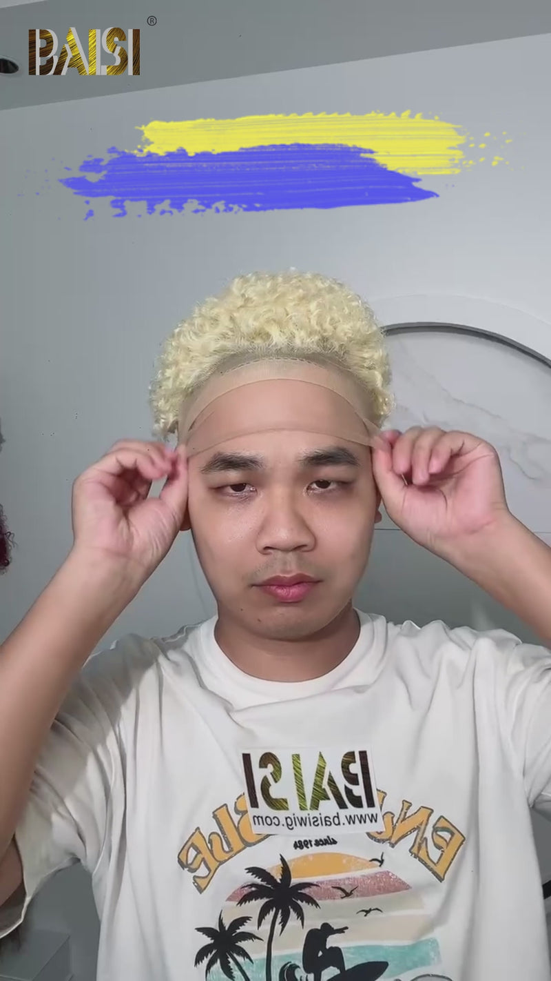 Baisi-13X4LacewigLightBlonde-100_humanhair-for black women-color hair-pixie wig-shorthair