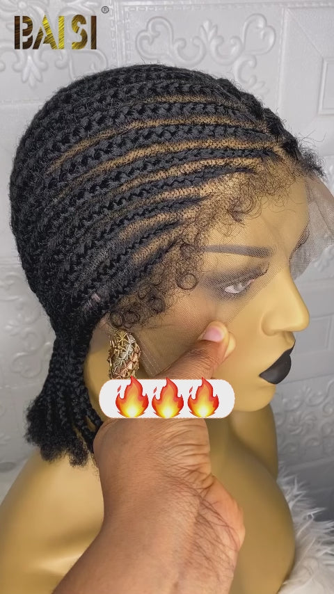 Baisi-Fulllacebraidedwig-Blackcolor-100_humanhair-for black women-braid wig-full lace  wig-short hair