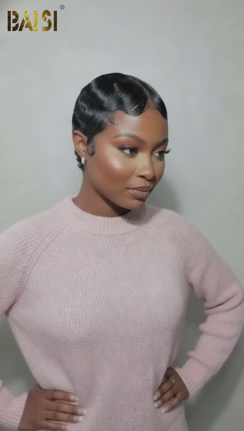 Baisi-13X4_Lace_frontal_finger_wave_pixie_wig-black_color-100_human_hair-for black women-short hair-pixie wig