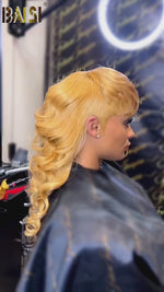 BAISI Honey Blonde Wavy Mullet Glueless Wig