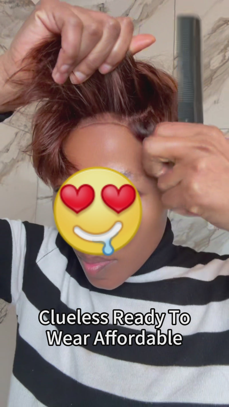 Baisi-4x4_clsoure_pixie_short_cut_wig-ginger_highlight_wig-100_human_hair-for black women-color hair-glueless hair-for party-for job