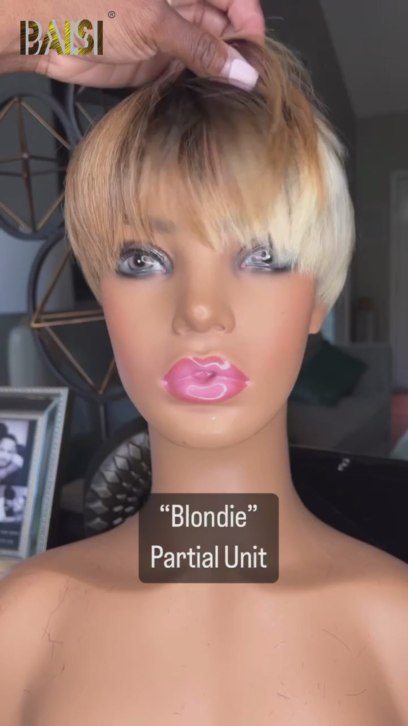 Baisi-6X7topperhair-Black_Ginger_Blondecolor-100_humanhair-for black women-100% human hair-topper unit-glueless hair-short hair-color hair