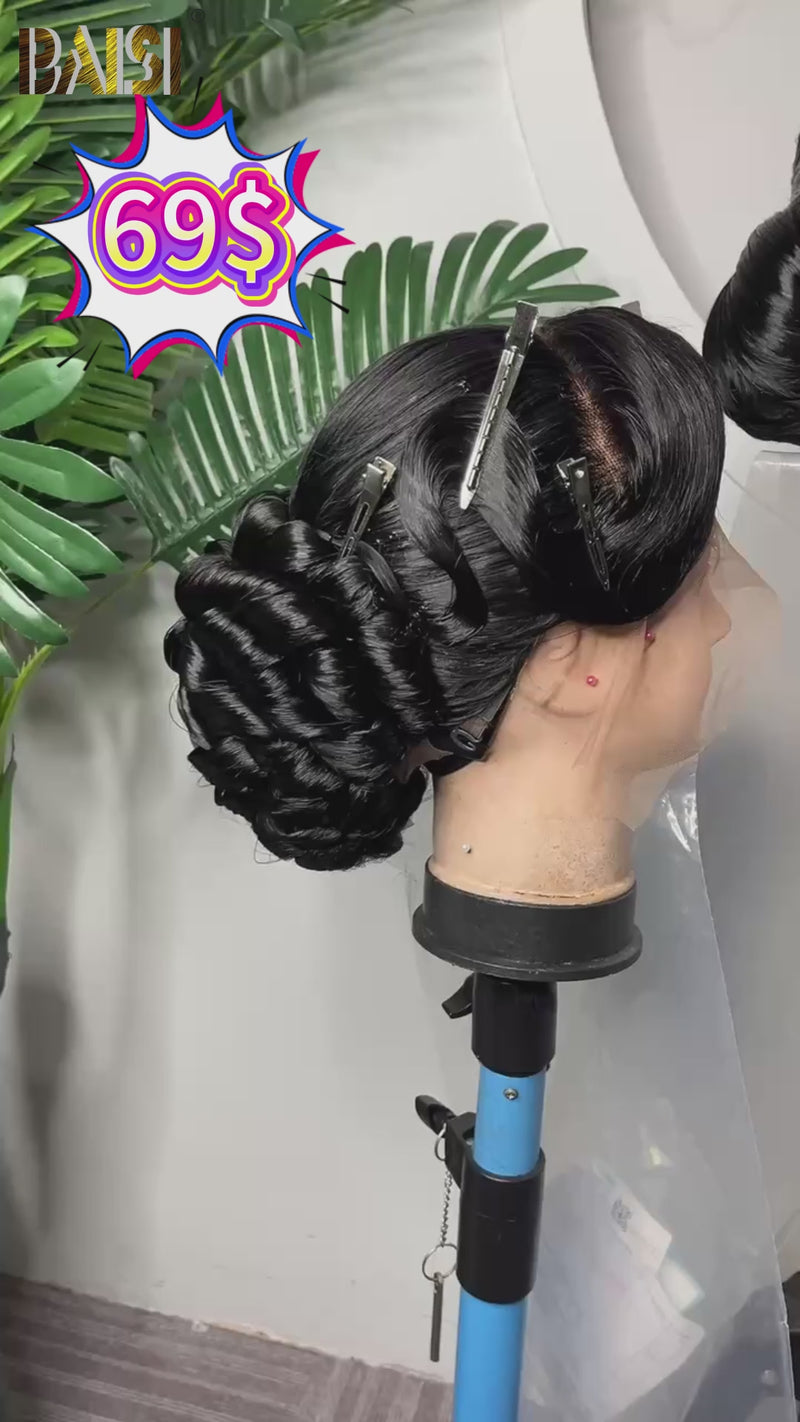 BAISI-Lacefrontalupdostyle-Naturalblackcolor-100_humanhair-for black women -for party-for wedding