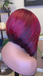 BAISI Sexy Side Part With Red Highlight BoB Wig