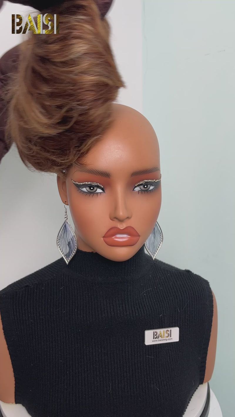 Baisi-6X7_topper_glueless_hair-blonde_color-100_human_hair-glueless hair-topper unit-short hair-clips in