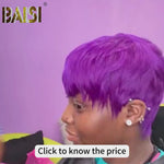 BAISI Purple Machine Made Short Cut Wig