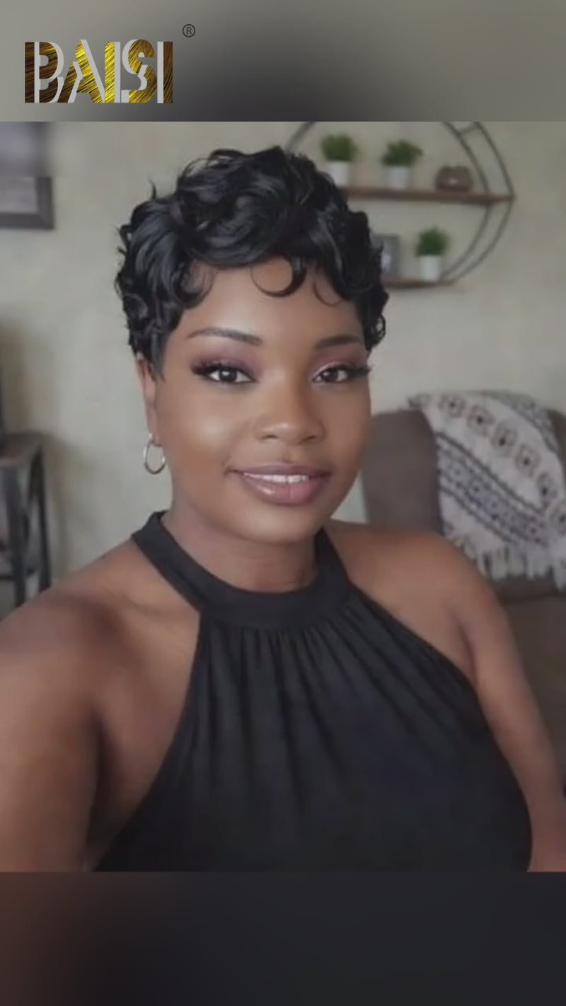 Baisi-13X4_Lace_pixie_short_wig-Black_color-100_human_hair-for black women-short lace wig-lace frontal wig pixie wig