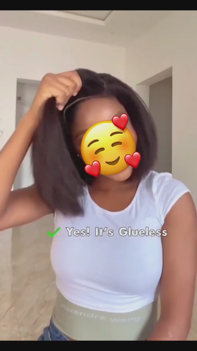 Baisi-4X4_Lace_kinky_straight_bob_wig-black_color-100_human_hair-glueless hair-pre cut lace wig-for black women-black hair-for party-for job