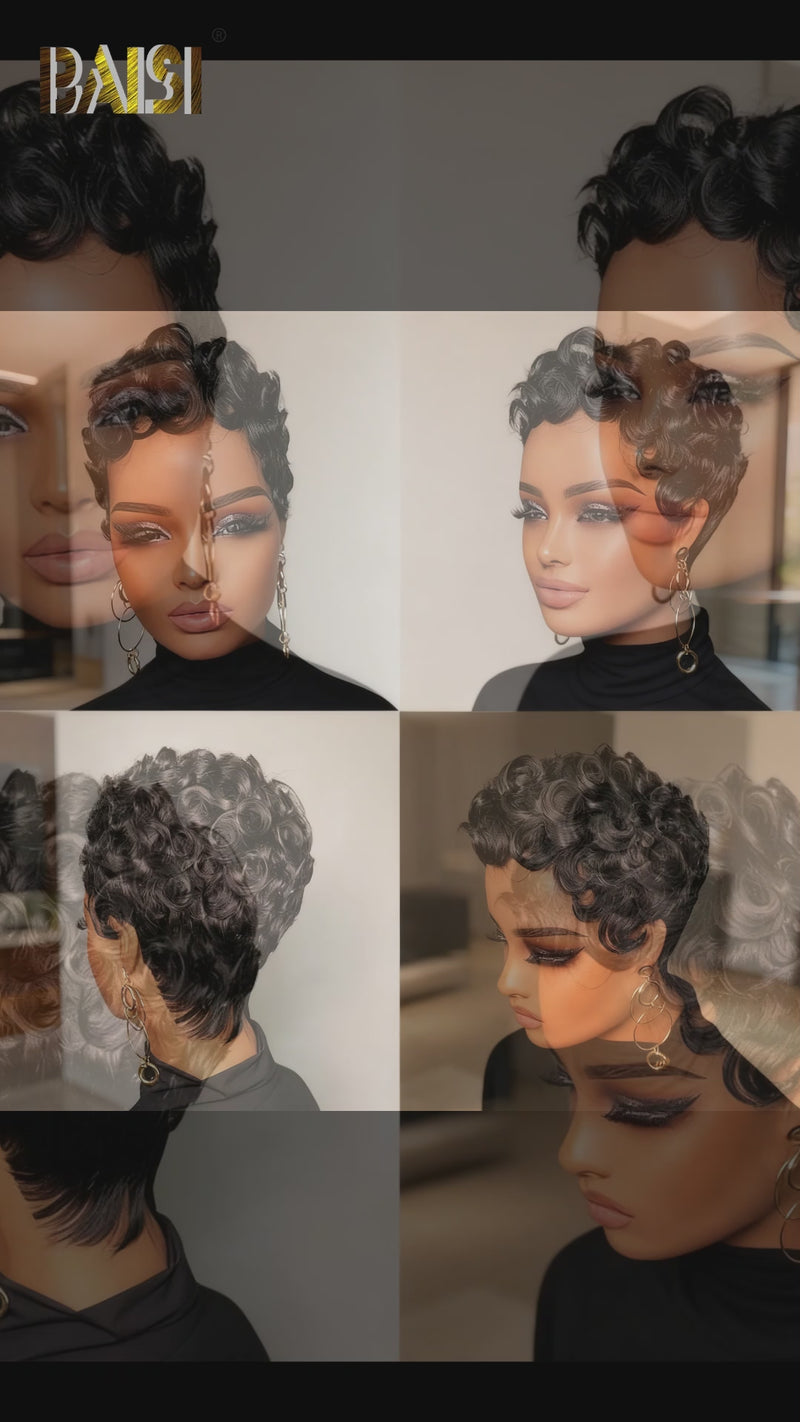 Baisi-Machine_made_pixie_cut_finger_wave_wig-Black_color-100_human_hair-for black women-short wig-pixi cut wig-glueless hair