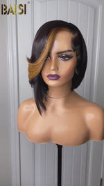 BAISI Sexy Side Part Wavy With Highlight Short Wig