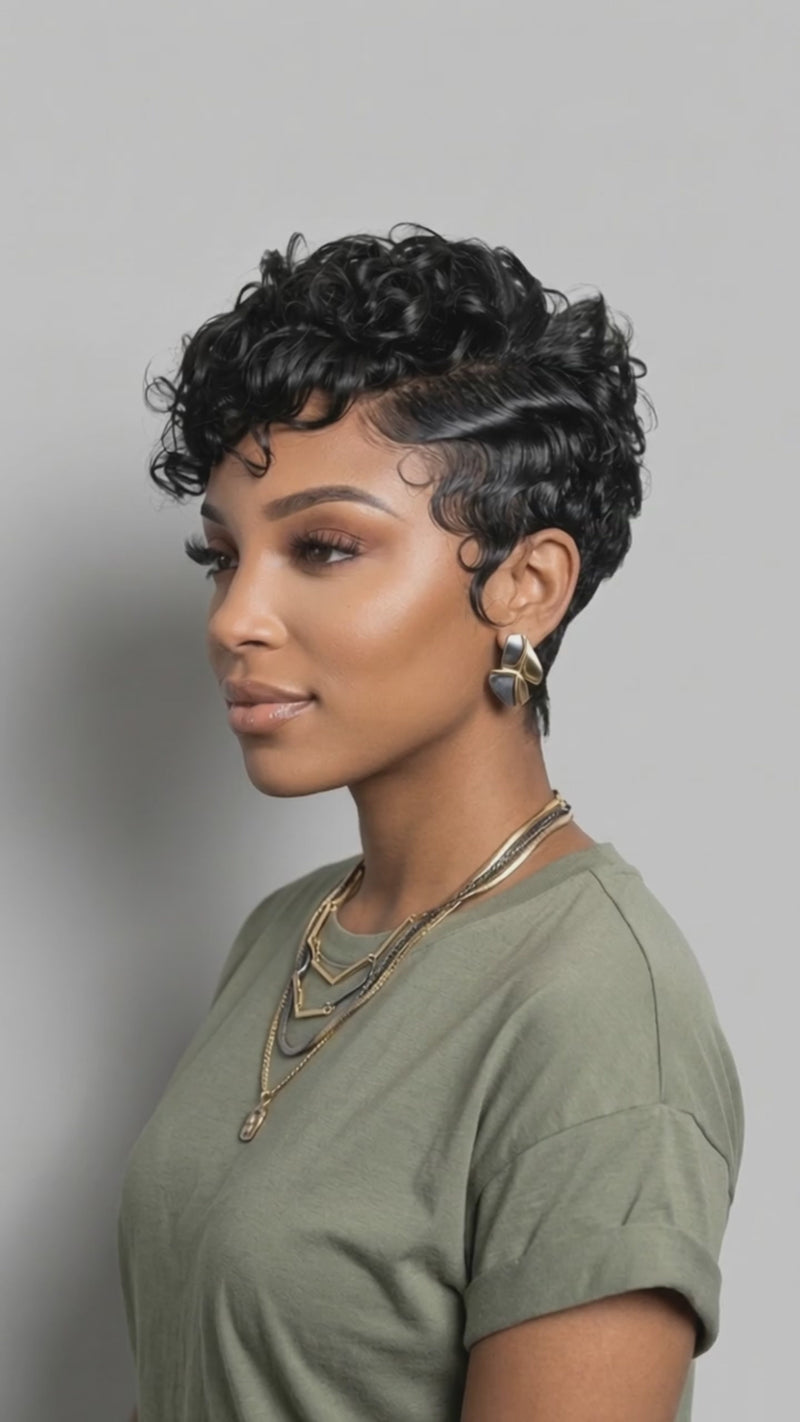 Baisi-5X5_lace_closure_pixie_short_cut_pixie_wig-black_color-100_human_hair-for_adult_black_women-for black women-wig for daily life-wig for work-wig for party-wig for vacation