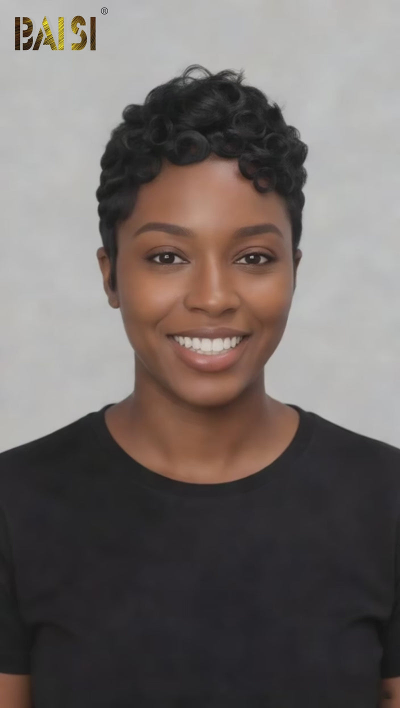 Baisi-Machine_made_pixie_short_cut_glueless_hair-black_color-100_human_hair_for black women-glueless hair-put on and go wig-short cut wig