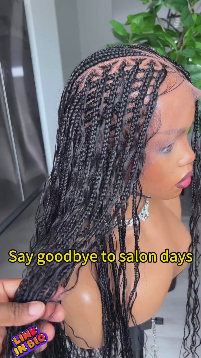 Baisi-lacebraidedwig-forblackwomen-long hair-braided wig-nattural black color