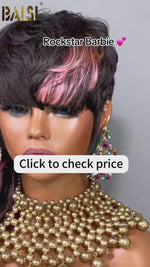 BAISI Mullet With Pink Highlight Glueless Wig
