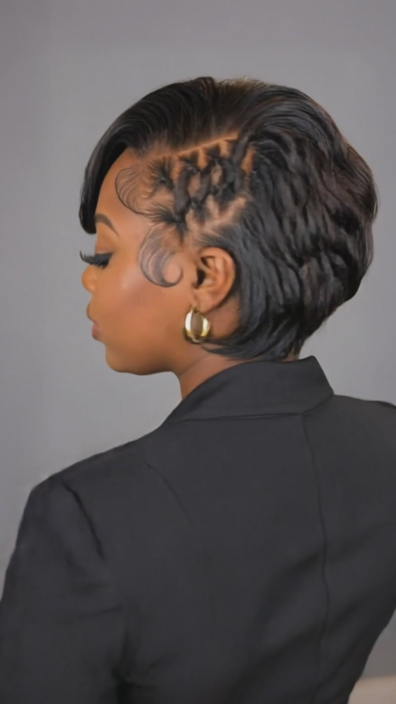 Baisi-13X4_lace_frontal_pre-braided_short_bob_wig-black_color-100_human_hair-for_adult_black_girl--for black women-wig for daily life-wig for work-wig for party-wig for vacation