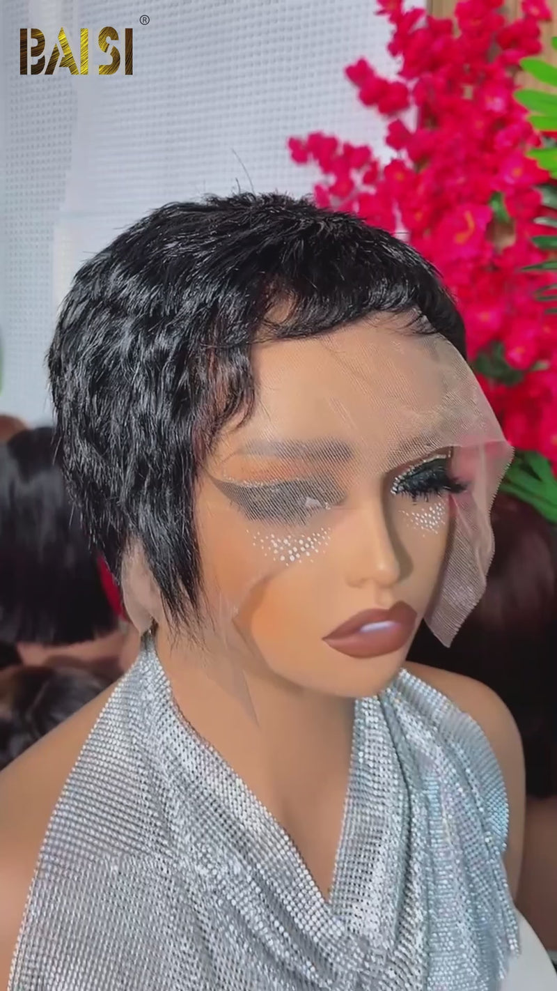 Baisi-Fulllacethinwig-Blackcolor-100_humanhair-for black women-short hair-short cut wig-pixie hair-for daily use