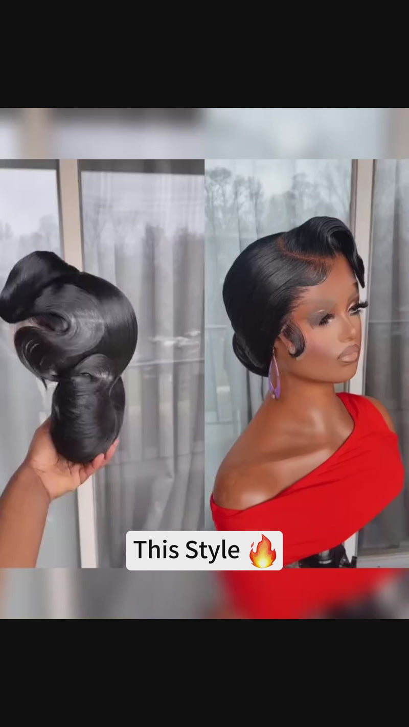 Baisi-13X6_Lace_frontal_updo_wedding_wig-Black_color-100_human_hair-forblack women-for wedding-for party hair-updo wig-ponytail wig