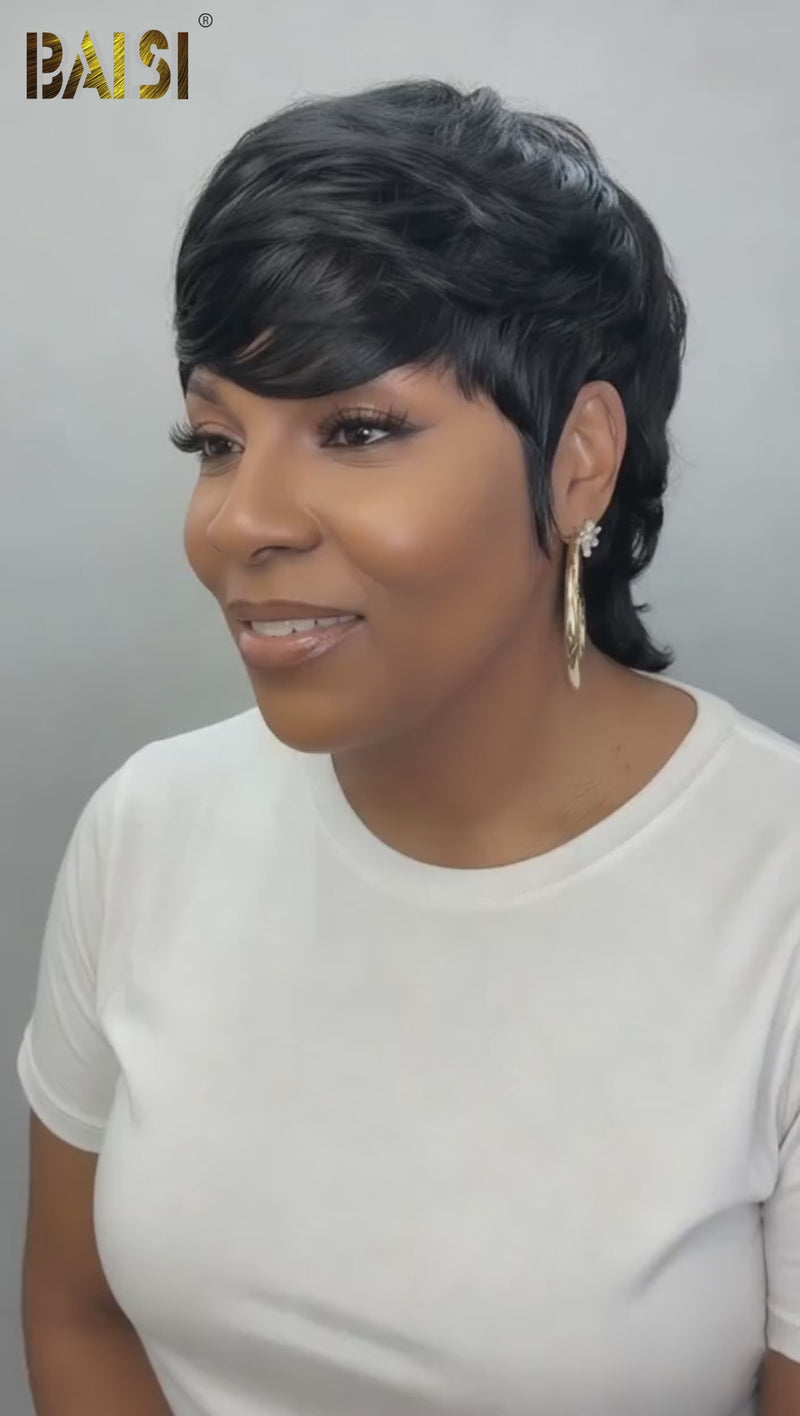 Baisi-Machine_made_mullet_short_pixie_wig-black_color-100_human_hair-for black women-short hair-glueless hair-pixie cut wig