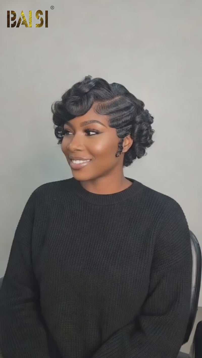 Baisi-13x4_Lace_frontal_bob_wig-black_color-100_human_hair-for black women-fiinger wave wig-short hair