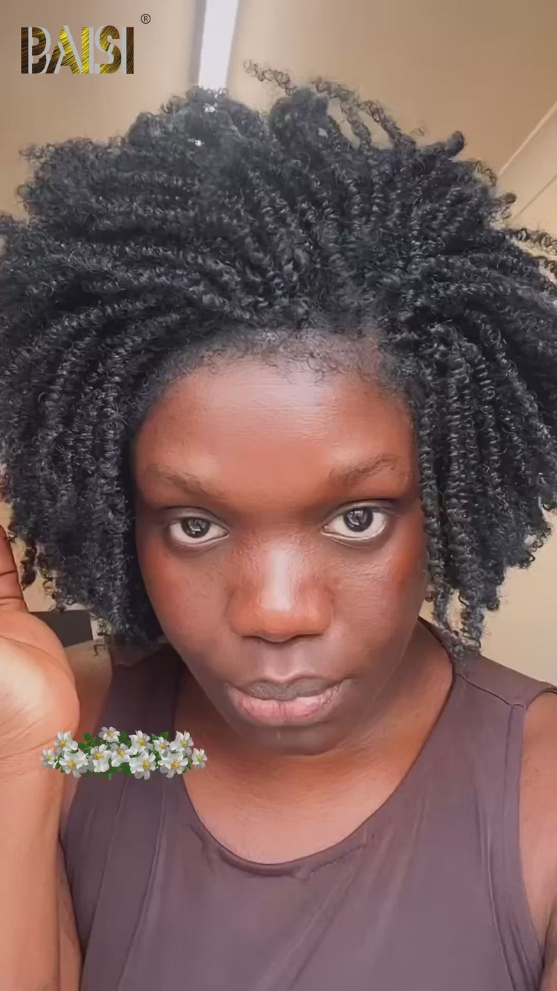 Baisi-13x4wig-braidedshortwig-Synthetichair-bob wig-kiniy curly wig-short hair-for daily use- for blackwomen