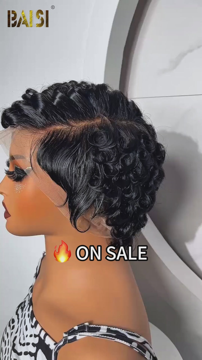 Baisi-Fulllacepixiewig-Blackcolor-100_humanhair-for balack women- for daily use-quick wave wig-black hair-short wig