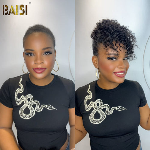TOPPER topper BAISI 100% Human Curly Hair Partial Topper (Not A Wig)