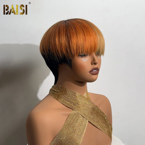 USA Pixie Cut Wig BAISI Giner/#30/#4 Colorful PIxie Wig