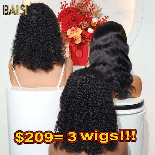Wholesale Baisi 1 16 inch Curly +1 16 inch Deep Wave+1 18 inch Body Wave Wigs Deal