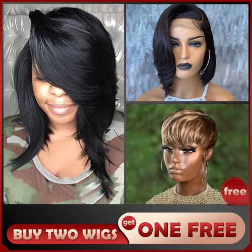 Wholesale Baisi 1 SexyBOB Wig+1 Straight BoB Wig+1 Free Wig=$209