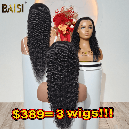 Wholesale Baisi 3 PCS Deep Wave Lace Wigs Deal (20 26 30 Inch)