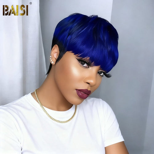 Wholesale price for 3 wigs Wholesale price for 3 wigs Baisi $39 Wholesale Price Shining Blue Machine Made Short Cut Wig
