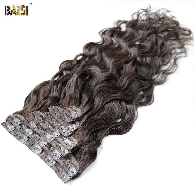 BAISI Wavy Clip Ins Hair Extensions 2# Color ( US Warehouse ) - BAISI HAIR