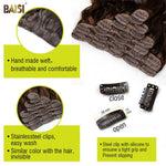 BAISI Wavy Clip Ins Hair Extensions 2# Color ( US Warehouse ) - BAISI HAIR