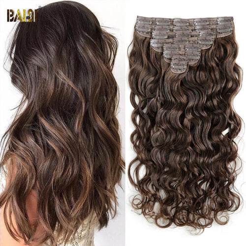 BAISI Wavy Clip Ins Hair Extensions 4# Color ( US Warehouse ) - BAISI HAIR