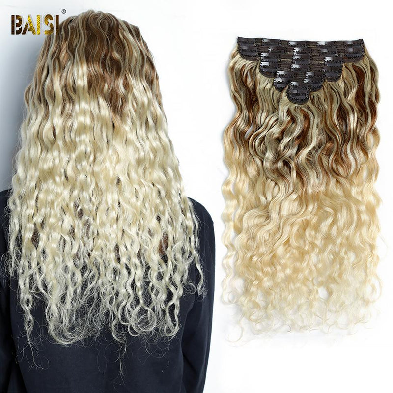 BAISI Wavy Clip Ins Hair Extensions F/T6/613# Color ( US Warehouse ) - BAISI HAIR