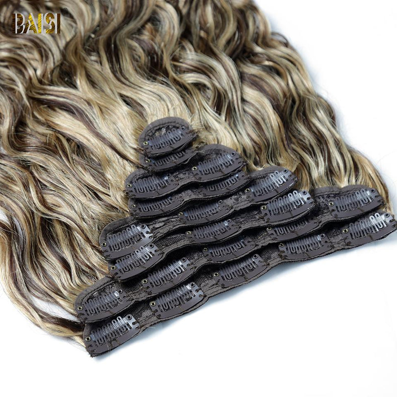BAISI Wavy Clip Ins Hair Extensions F4/27# Color ( US Warehouse ) - BAISI HAIR