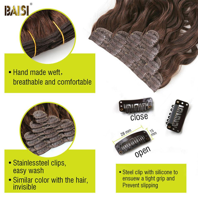 BAISI Wavy Clip Ins Hair Extensions F4/4/27# Color ( US Warehouse ) - BAISI HAIR
