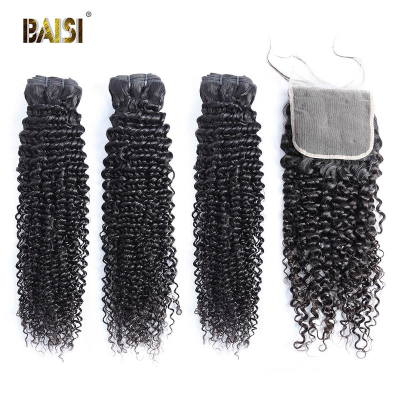BAISI 8A Curly Human Hair Bundles with Closure/Frontal - BAISI HAIR