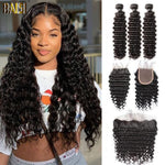 Baisi hair 8A Bundles with Closure / Frontal BAISI 10A Virgin Deep Wave Human Hair Bundles with Closure/Frontal
