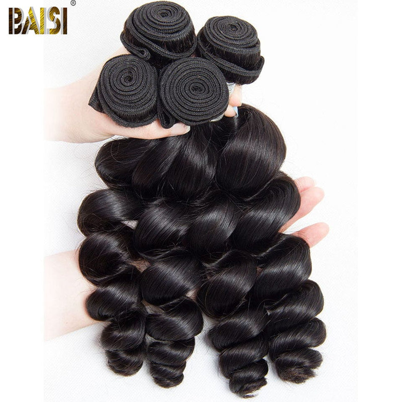 Baisi hair 8A Bundles with Closure / Frontal BAISI 10A Virgin Loose Wave Human Hair Bundles with Closure/Frontal