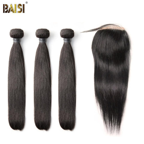BAISI 8A Straight Human Hair Bundles with Closure/Frontal - BAISI HAIR