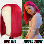 BAISI MODEL SHOW, Click to Get Same Wig ( Red Color 4x4 Closure Bob ) - BAISI HAIR